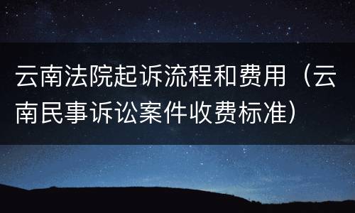 云南法院起诉流程和费用（云南民事诉讼案件收费标准）