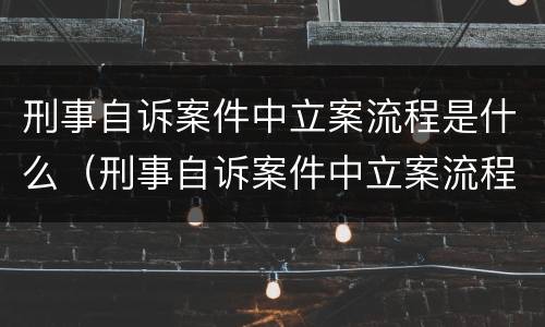 刑事自诉案件中立案流程是什么（刑事自诉案件中立案流程是什么规定）