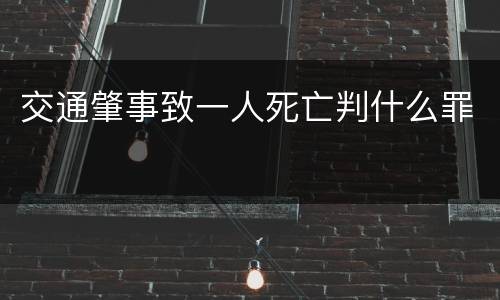 交通肇事致一人死亡判什么罪