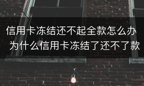 信用卡冻结还不起全款怎么办 为什么信用卡冻结了还不了款