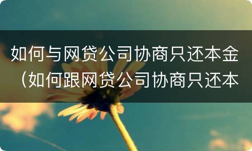 如何与网贷公司协商只还本金（如何跟网贷公司协商只还本金）