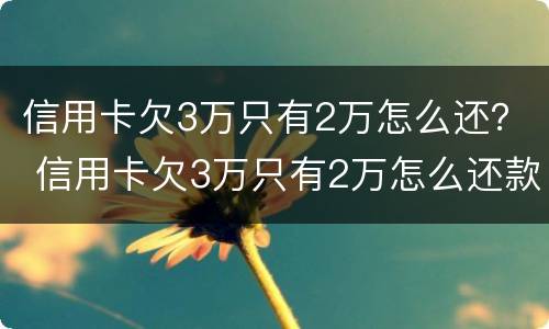 信用卡欠3万只有2万怎么还？ 信用卡欠3万只有2万怎么还款