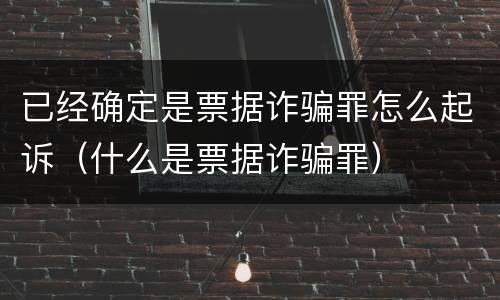 已经确定是票据诈骗罪怎么起诉（什么是票据诈骗罪）