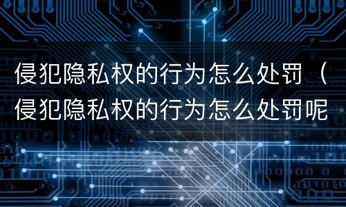 侵犯隐私权的行为怎么处罚（侵犯隐私权的行为怎么处罚呢）
