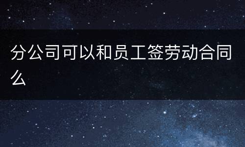 分公司可以和员工签劳动合同么
