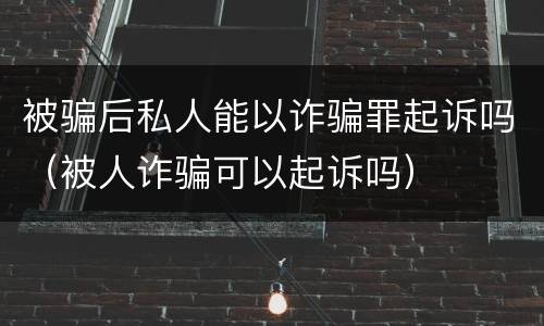 被骗后私人能以诈骗罪起诉吗（被人诈骗可以起诉吗）