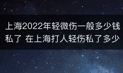上海2022年轻微伤一般多少钱私了 在上海打人轻伤私了多少钱