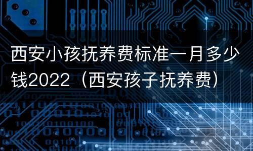 西安小孩抚养费标准一月多少钱2022（西安孩子抚养费）