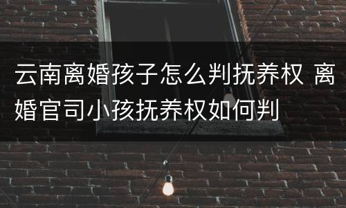 云南离婚孩子怎么判抚养权 离婚官司小孩抚养权如何判