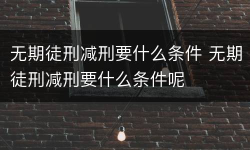 无期徒刑减刑要什么条件 无期徒刑减刑要什么条件呢