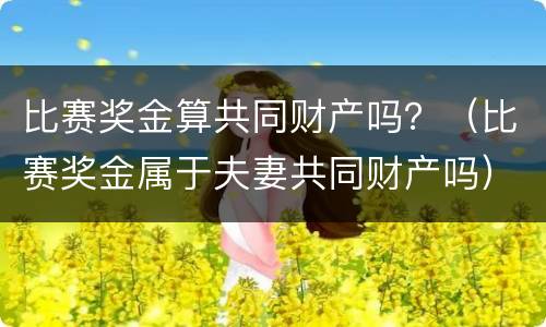 比赛奖金算共同财产吗？（比赛奖金属于夫妻共同财产吗）