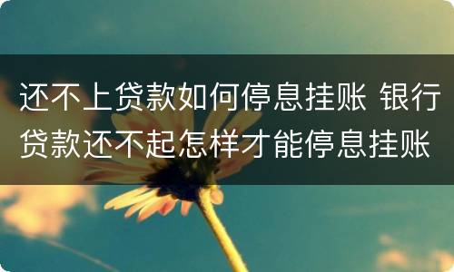 还不上贷款如何停息挂账 银行贷款还不起怎样才能停息挂账