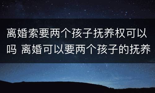 离婚索要两个孩子抚养权可以吗 离婚可以要两个孩子的抚养权吗
