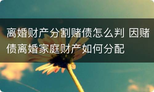 离婚财产分割赌债怎么判 因赌债离婚家庭财产如何分配