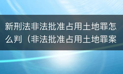 新刑法非法批准占用土地罪怎么判（非法批准占用土地罪案例）