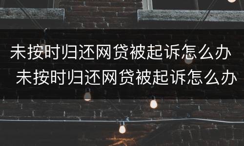 未按时归还网贷被起诉怎么办 未按时归还网贷被起诉怎么办理