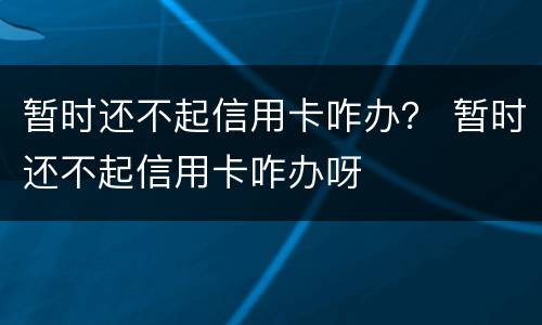 暂时还不起信用卡咋办？ 暂时还不起信用卡咋办呀