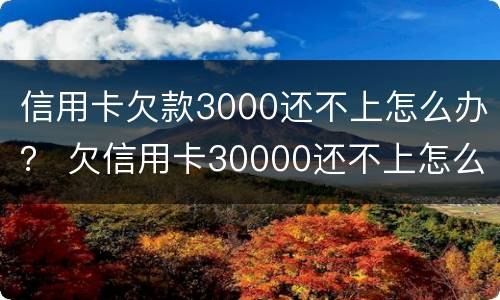 信用卡欠款3000还不上怎么办？ 欠信用卡30000还不上怎么办