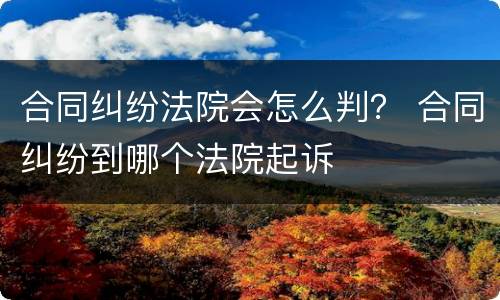 合同纠纷法院会怎么判？ 合同纠纷到哪个法院起诉