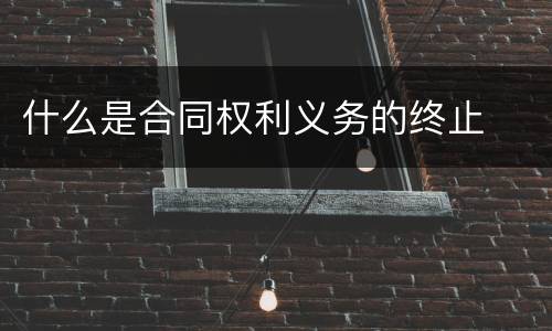 什么是合同权利义务的终止