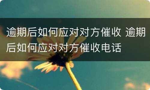 逾期后如何应对对方催收 逾期后如何应对对方催收电话