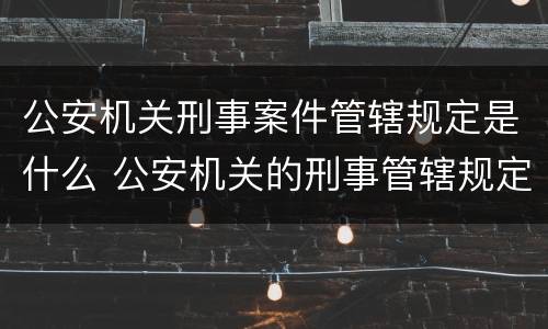 公安机关刑事案件管辖规定是什么 公安机关的刑事管辖规定