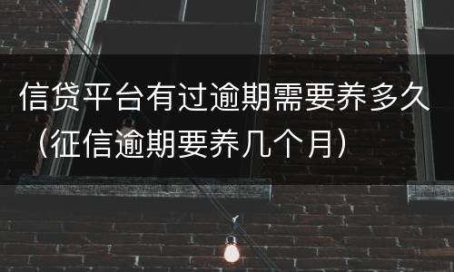 信贷平台有过逾期需要养多久（征信逾期要养几个月）