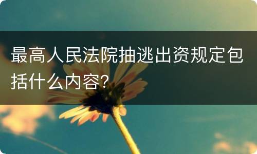 最高人民法院抽逃出资规定包括什么内容？