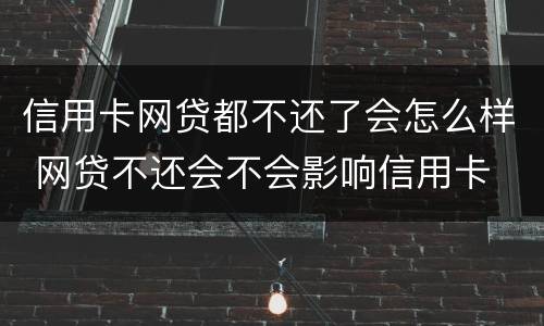 信用卡网贷都不还了会怎么样 网贷不还会不会影响信用卡