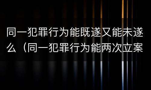 同一犯罪行为能既遂又能未遂么（同一犯罪行为能两次立案吗）