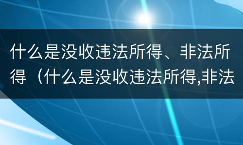 什么是没收违法所得、非法所得（什么是没收违法所得,非法所得）