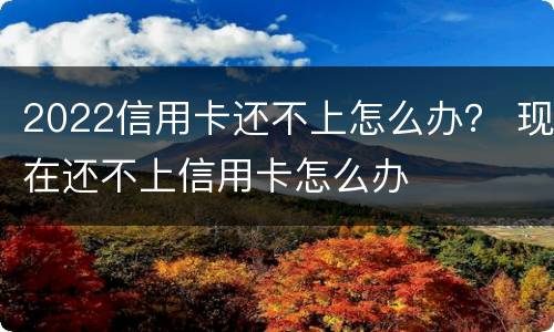 2022信用卡还不上怎么办？ 现在还不上信用卡怎么办