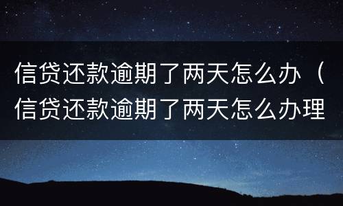 信贷还款逾期了两天怎么办（信贷还款逾期了两天怎么办理）
