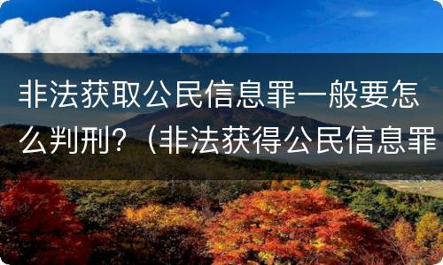 非法获取公民信息罪一般要怎么判刑?（非法获得公民信息罪怎么定义）