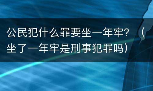公民犯什么罪要坐一年牢？（坐了一年牢是刑事犯罪吗）