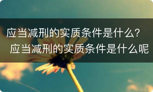 应当减刑的实质条件是什么？ 应当减刑的实质条件是什么呢