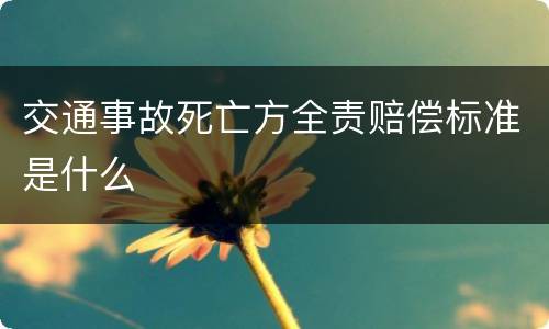交通事故死亡方全责赔偿标准是什么