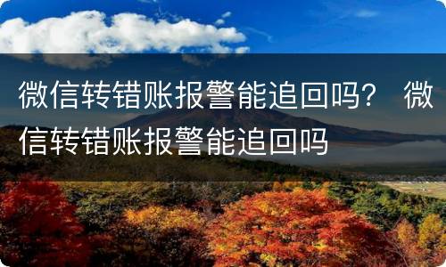 微信转错账报警能追回吗？ 微信转错账报警能追回吗