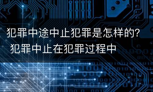 犯罪中途中止犯罪是怎样的？ 犯罪中止在犯罪过程中