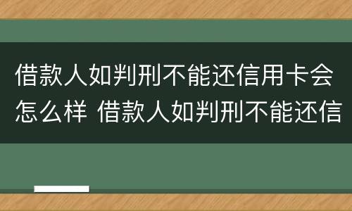 借款人如判刑不能还信用卡会怎么样 借款人如判刑不能还信用卡会怎么样呢