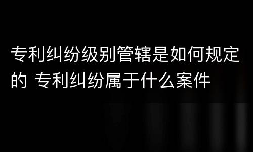 专利纠纷级别管辖是如何规定的 专利纠纷属于什么案件