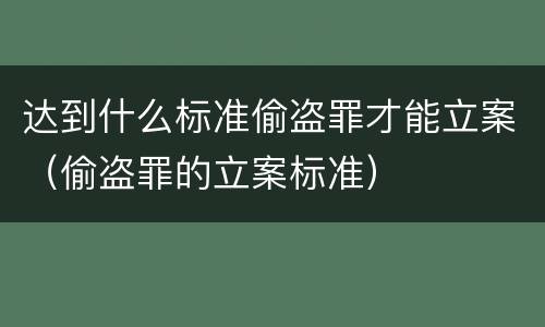 达到什么标准偷盗罪才能立案（偷盗罪的立案标准）