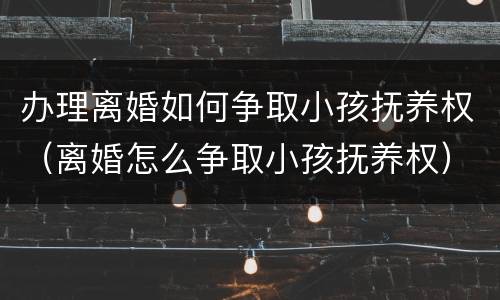 办理离婚如何争取小孩抚养权（离婚怎么争取小孩抚养权）