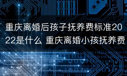 重庆离婚后孩子抚养费标准2022是什么 重庆离婚小孩抚养费标准2019每个月是多少