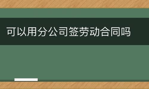 可以用分公司签劳动合同吗
