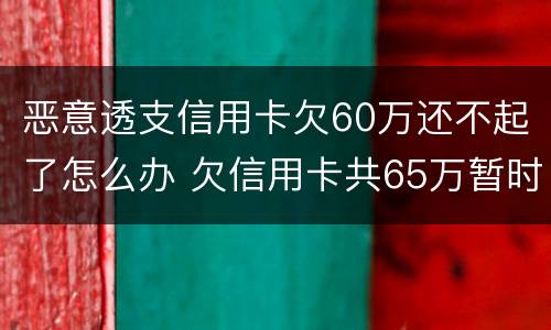 恶意透支信用卡欠60万还不起了怎么办 欠信用卡共65万暂时还不上