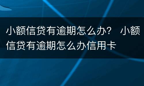 小额信贷有逾期怎么办？ 小额信贷有逾期怎么办信用卡