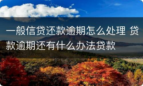 一般信贷还款逾期怎么处理 贷款逾期还有什么办法贷款