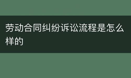 劳动合同纠纷诉讼流程是怎么样的