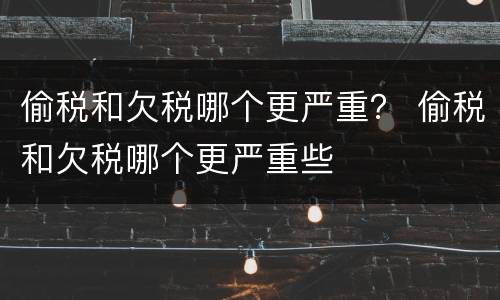偷税和欠税哪个更严重？ 偷税和欠税哪个更严重些